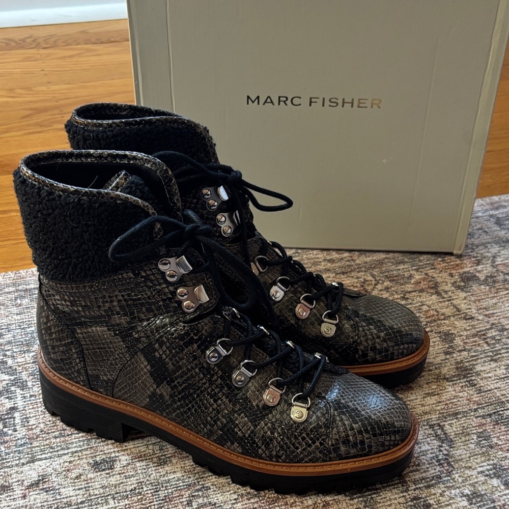 Marc Fisher Black Lace Up Boots